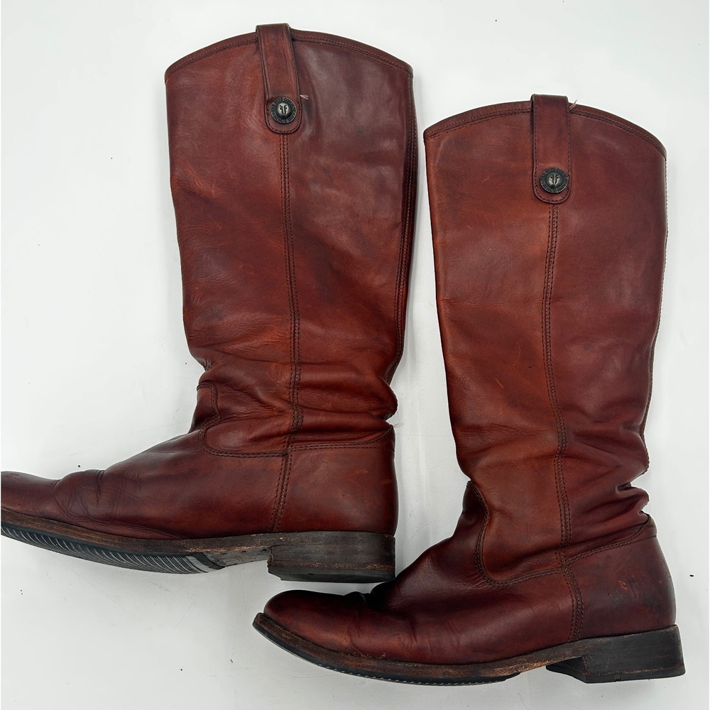 Frye Leather Riding Boots Womens 6.5B Brown Pull-On Tall Equestrian 15" Shaft